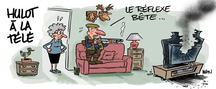 Dessin de presse : Hulot à la TV presse : Hulot à la TV