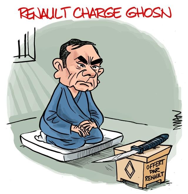 Dessin de presse : Ghosn-kiri presse : Ghosn-kiri