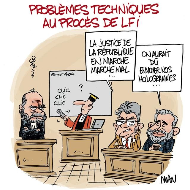 Dessin de presse : Procès LFI presse : Procès LFI