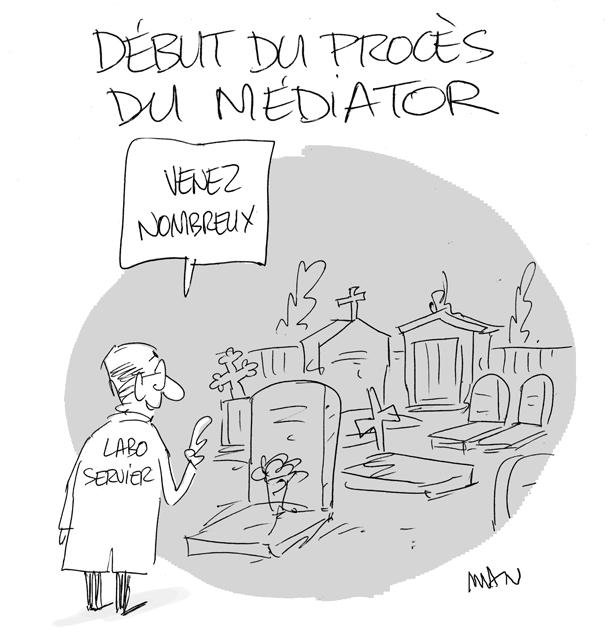 Dessin de presse : Mediator-procès presse : Mediator-procès