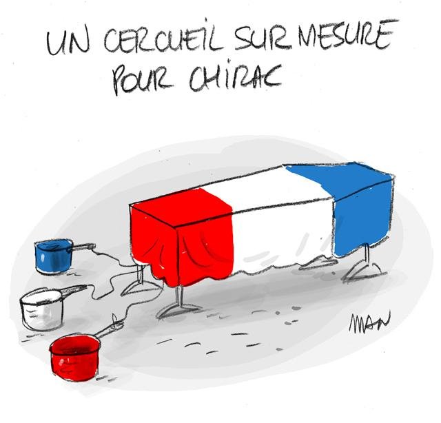Dessin de presse : Chirac-cercueil presse : Chirac-cercueil