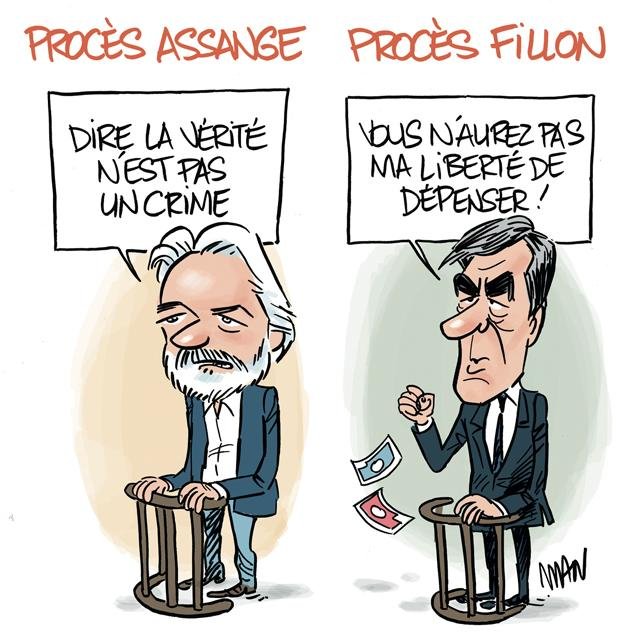 Dessin de presse : Assange procès presse : Assange procès