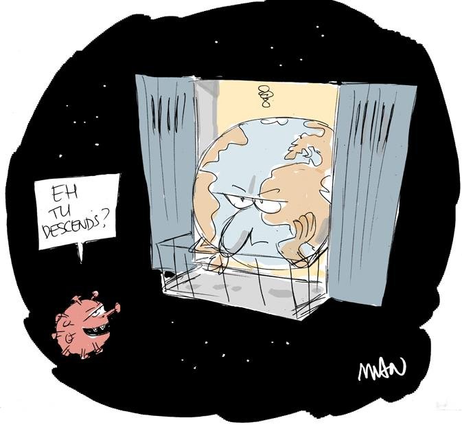 Dessin de presse : Coronavirus-Fenêtre presse : Coronavirus-Fenêtre
