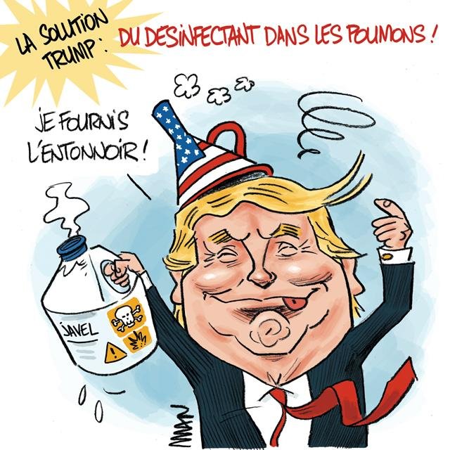 Dessin de presse : Coronavirus-Trump presse : Coronavirus-Trump