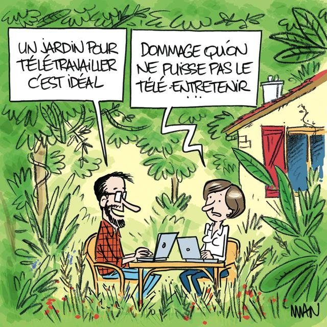 Dessin de presse : Télétravail presse : Télétravail