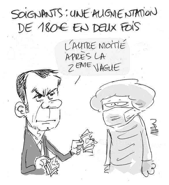 Dessin de presse : Soignants-augmentation presse : Soignants-augmentation