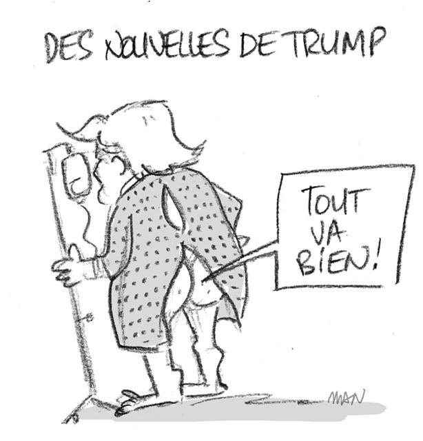Dessin de presse : Trump malade presse : Trump malade