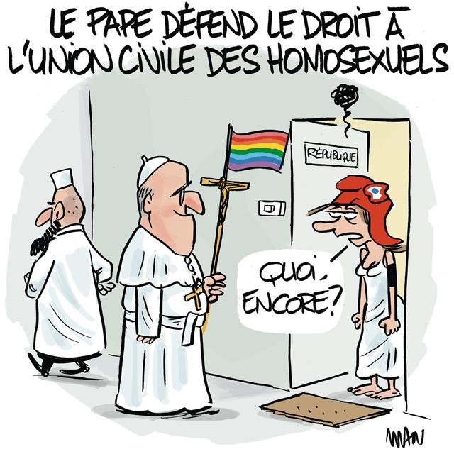 Dessin de presse : Pape-Union civile presse : Pape-Union civile