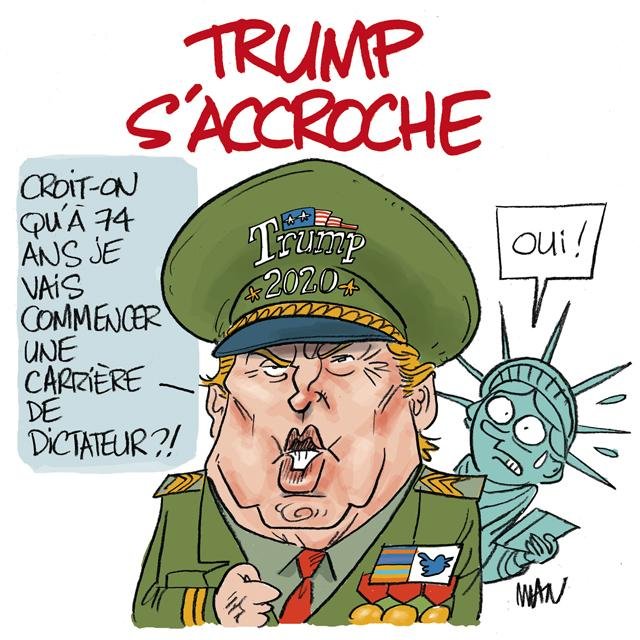 Dessin de presse : Trump s'accroche presse : Trump s'accroche