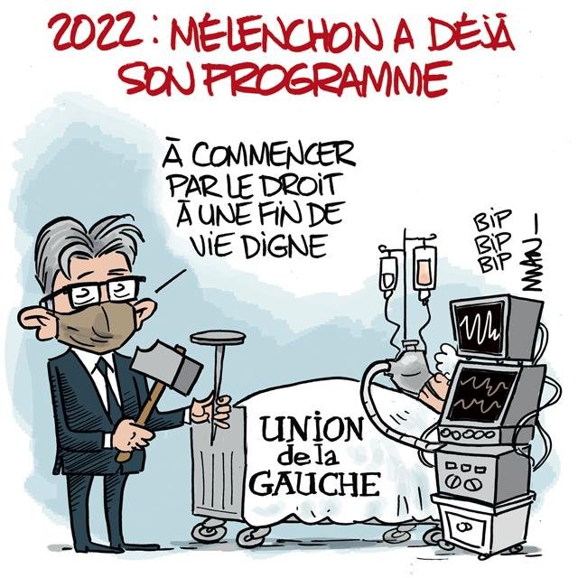 Dessin de presse : Mélenchon candidat presse : Mélenchon candidat