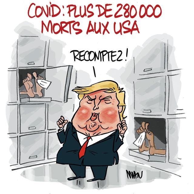 Dessin de presse : Covid USA presse : Covid USA