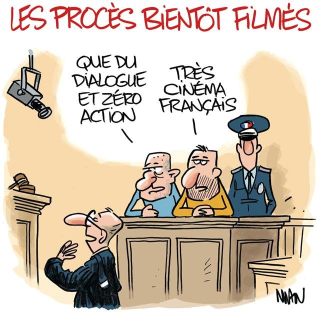 Dessin de presse : Procès filmés presse : Procès filmés