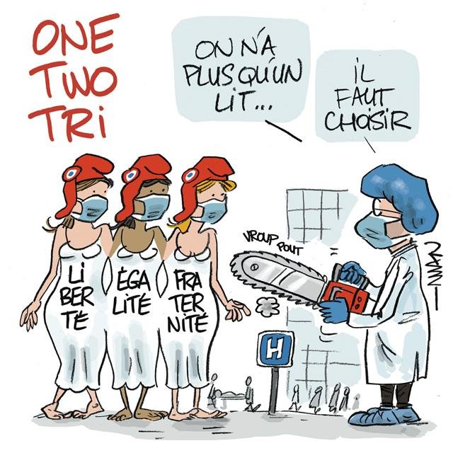 Dessin de presse : Tri à l'hôpital presse : Tri à l'hôpital