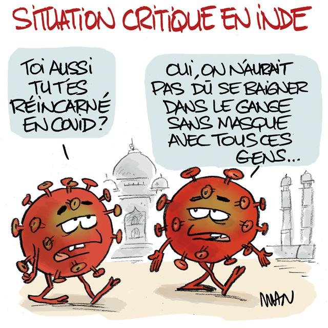 Dessin de presse : Variant indien presse : Variant indien