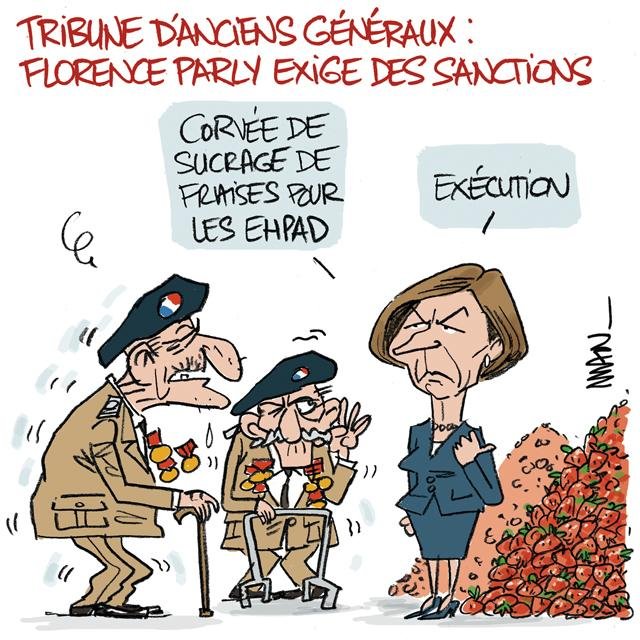 Dessin de presse : Tribune de généraux presse : Tribune de généraux