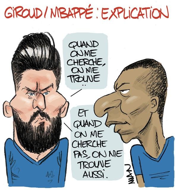Dessin de presse : Giroud/Mbappé presse : Giroud/Mbappé