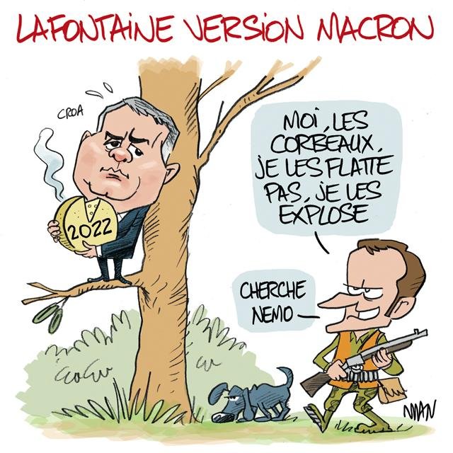 Dessin de presse : Macron Lafontaine presse : Macron Lafontaine
