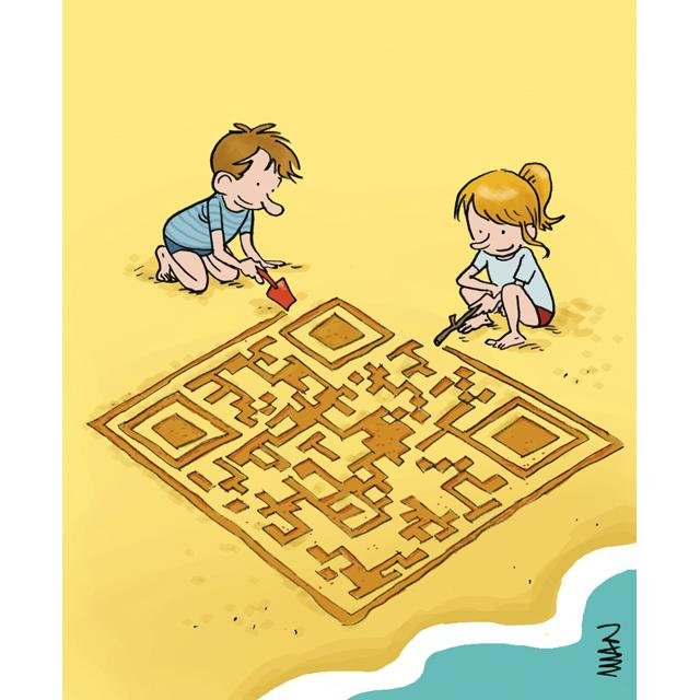 Dessin de presse : QR plage presse : QR plage