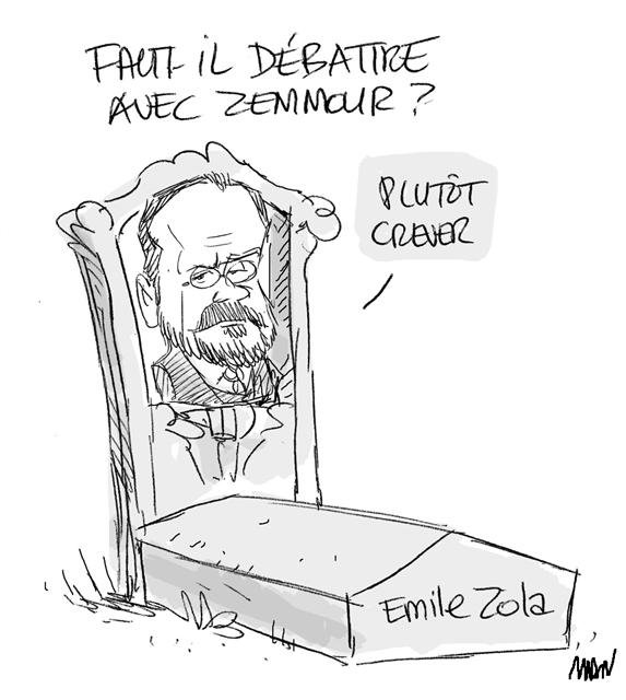 Dessin de presse : Zola-Zemmour presse : Zola-Zemmour