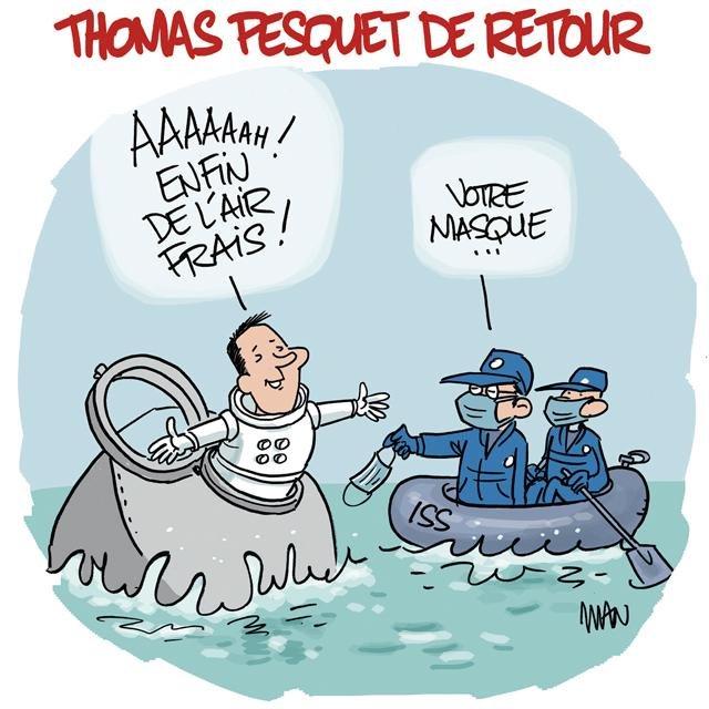 Dessin de presse : Pesquet le retour presse : Pesquet le retour