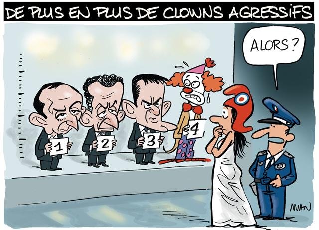 Dessin de presse : Clowns agressifs presse : Clowns agressifs