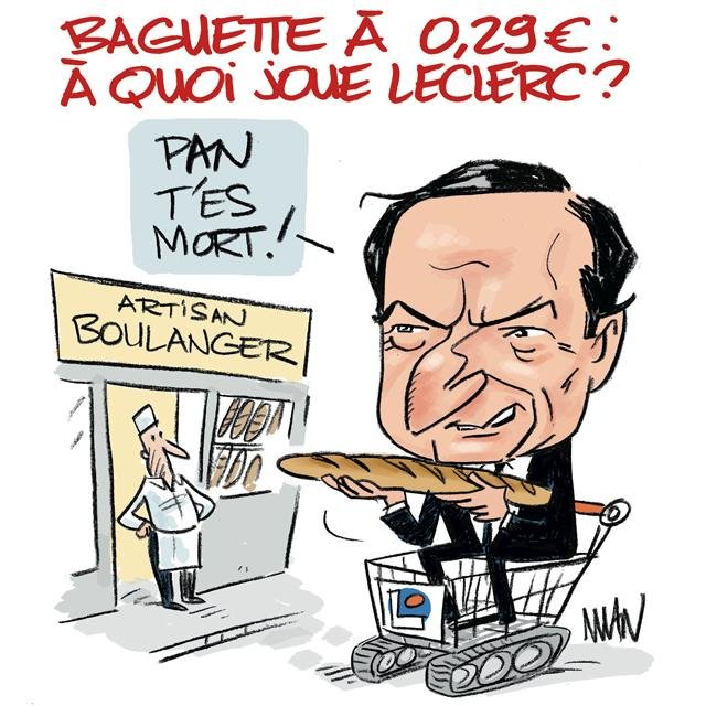 Dessin de presse : Leclerc à la baguette presse : Leclerc à la baguette