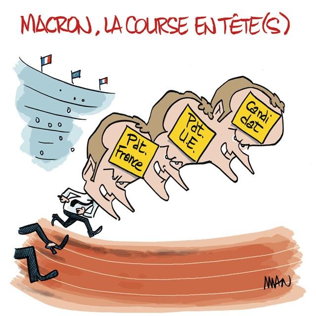 Dessin de presse : Macron candidat presse : Macron candidat