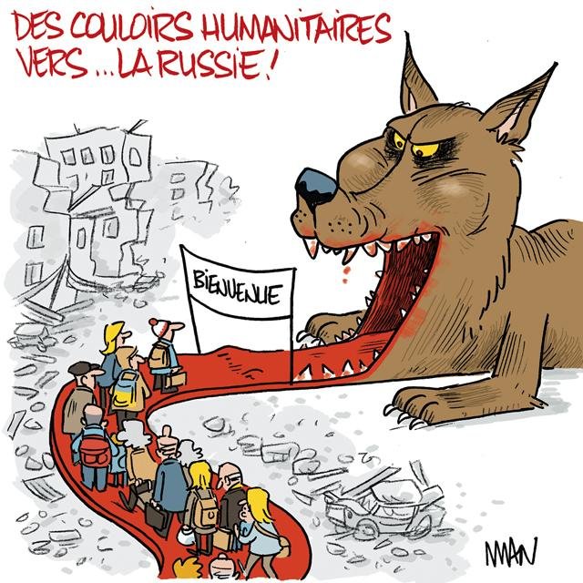 Dessin de presse : Couloir humanitaire presse : Couloir humanitaire