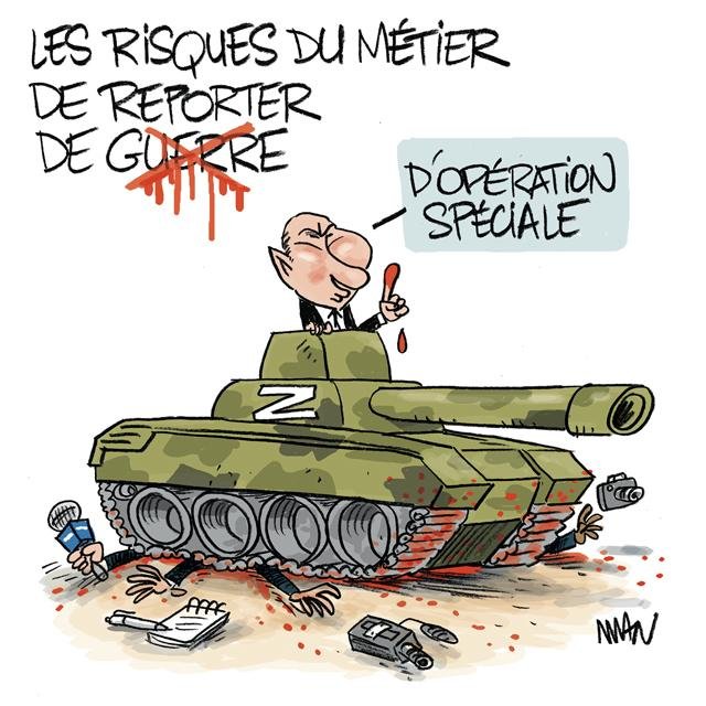 Dessin de presse : Reporter de guerre presse : Reporter de guerre