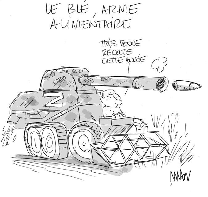 Dessin de presse : Moissonneuse presse : Moissonneuse