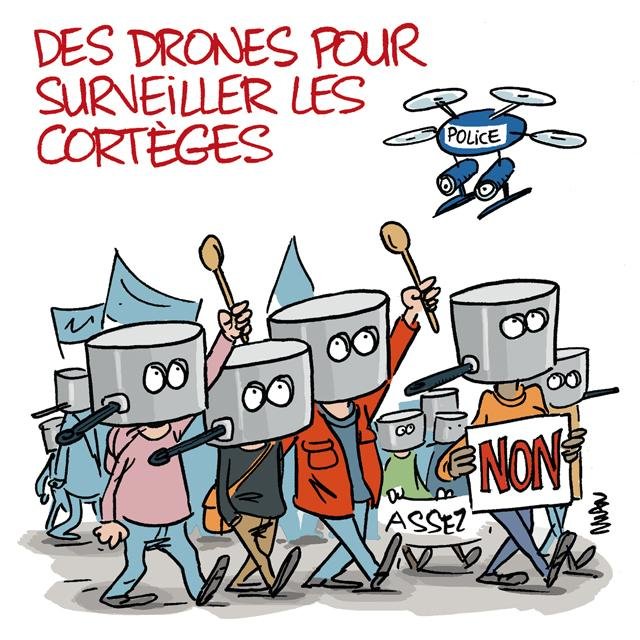 Dessin de presse : Drones police presse : Drones police