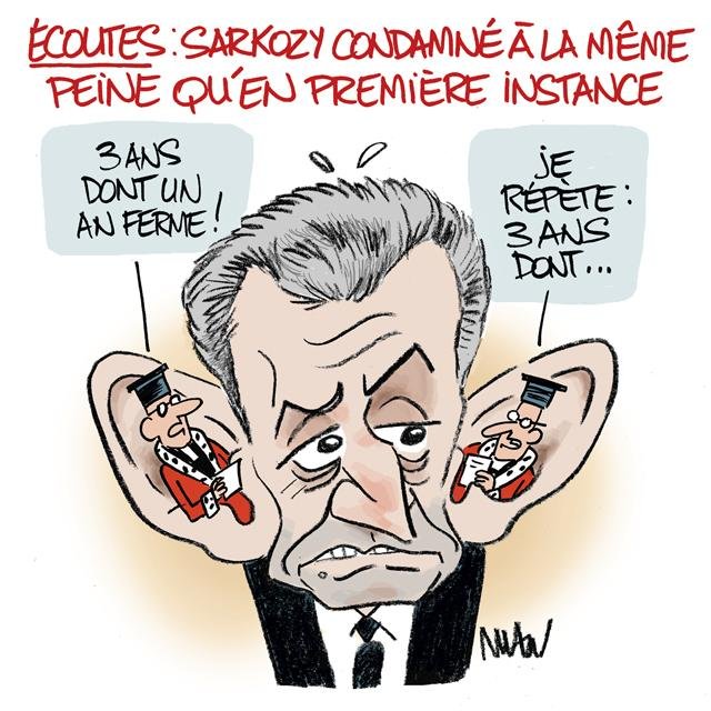 Dessin de presse : Sarkozy écoutes presse : Sarkozy écoutes