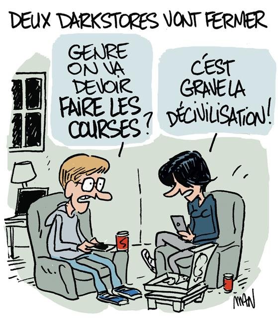 Dessin de presse : Darkstores presse : Darkstores