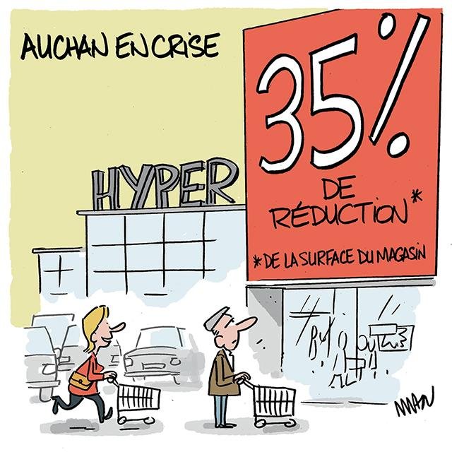 Dessin de presse : Auchan en crise presse : Auchan en crise
