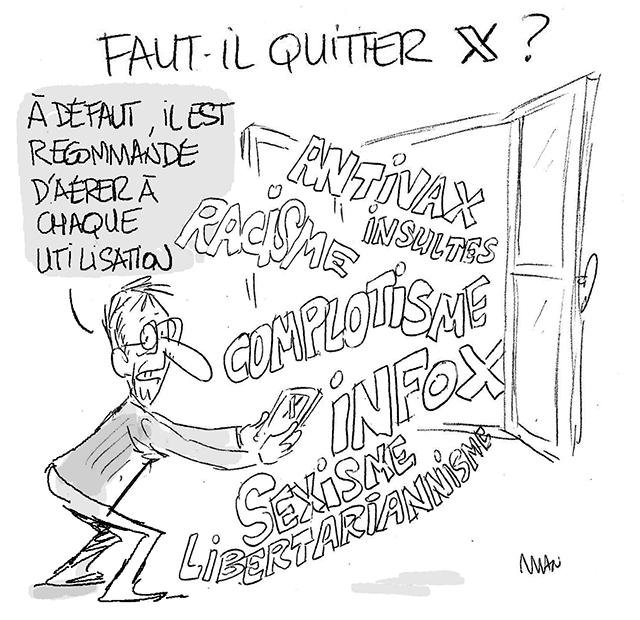 Dessin de presse : Rester ou quitter X presse : Rester ou quitter X