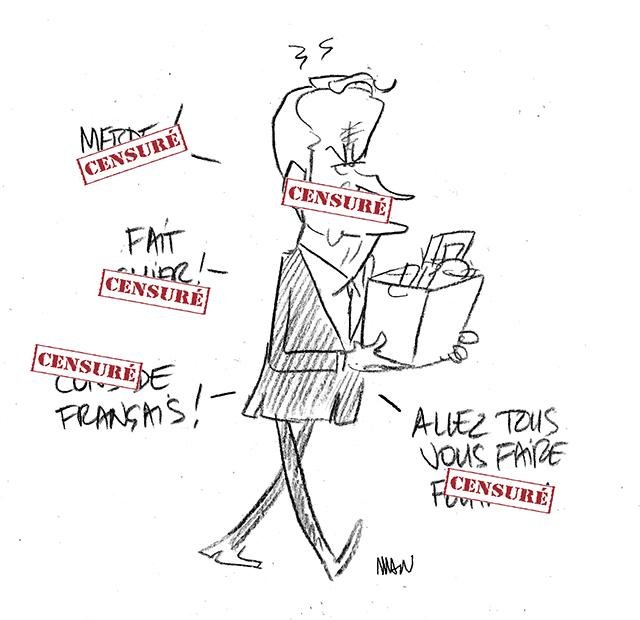 Dessin de presse : Barnier censuré presse : Barnier censuré