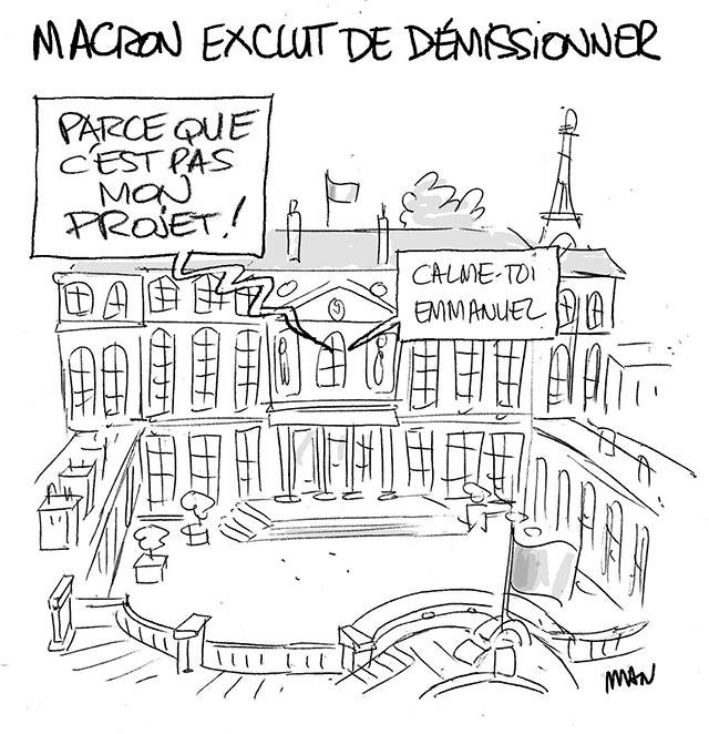 Dessin de presse : Macron démission presse : Macron démission