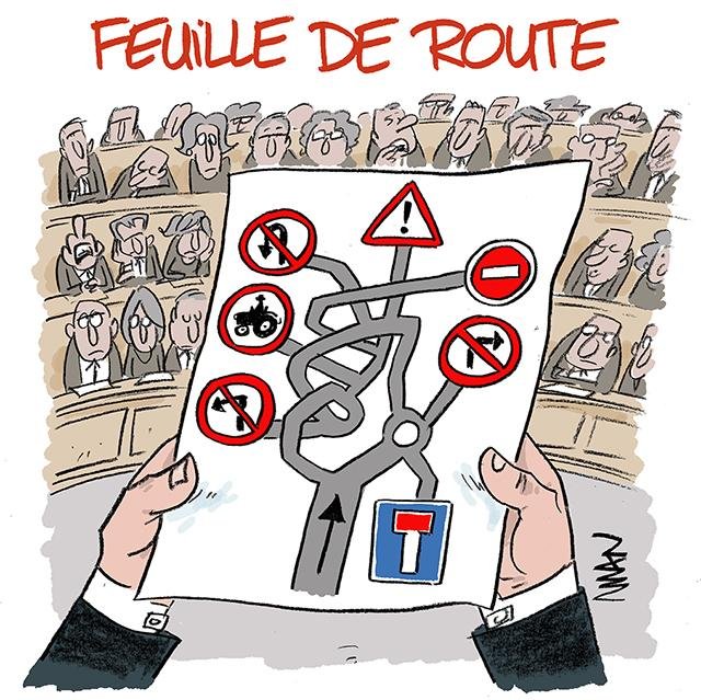 Dessin de presse : Feuille de route presse : Feuille de route