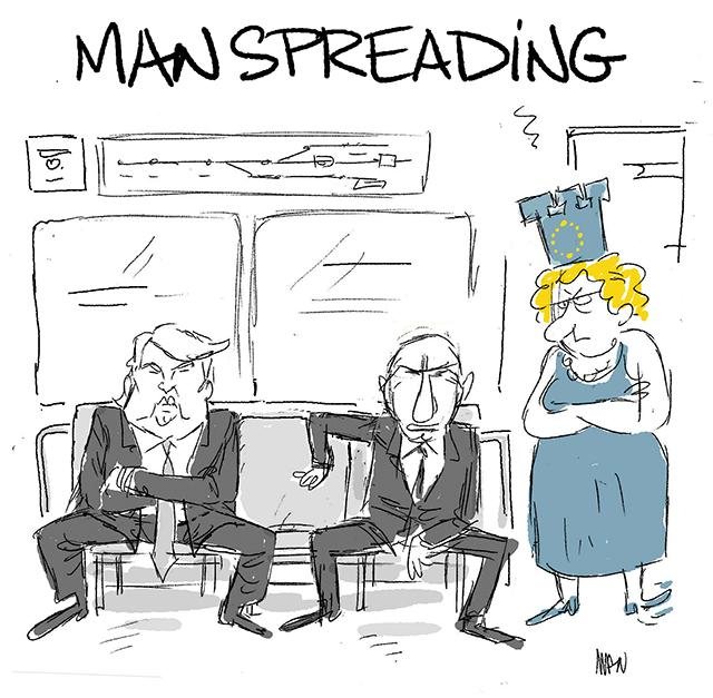 Dessin de presse : Man spreading presse : Man spreading