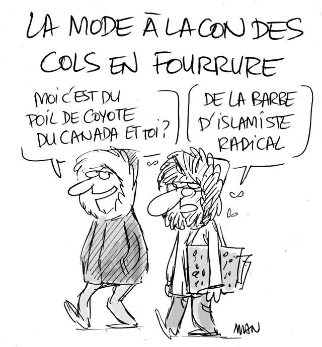 Dessin de presse : Col en fourrure presse : Col en fourrure