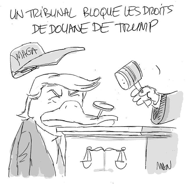 Dessin de presse : Droits de douane bloqués presse : Droits de douane bloqués