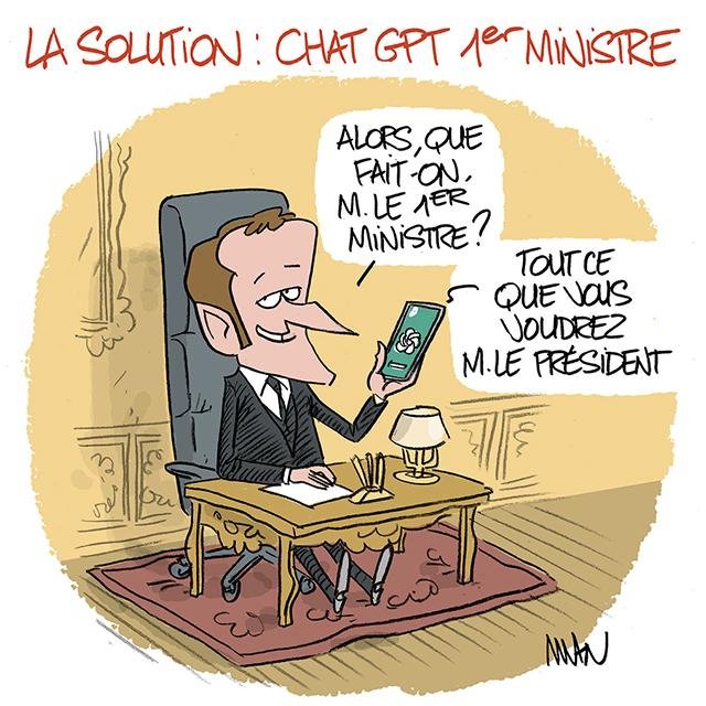 Dessin de presse : Chat GPT Ã Matignon presse : Chat GPT Ã Matignon
