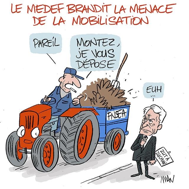 Dessin de presse : Medef colère presse : Medef colère