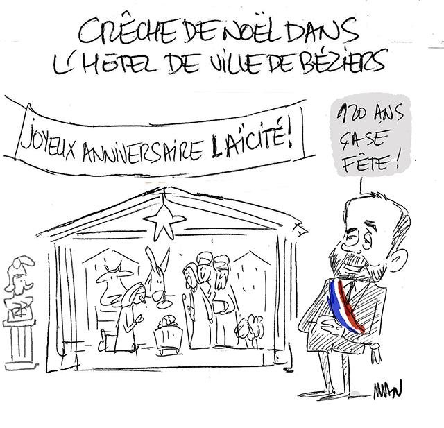 Dessin de presse : Laïcité à Béziers presse : Laïcité à Béziers