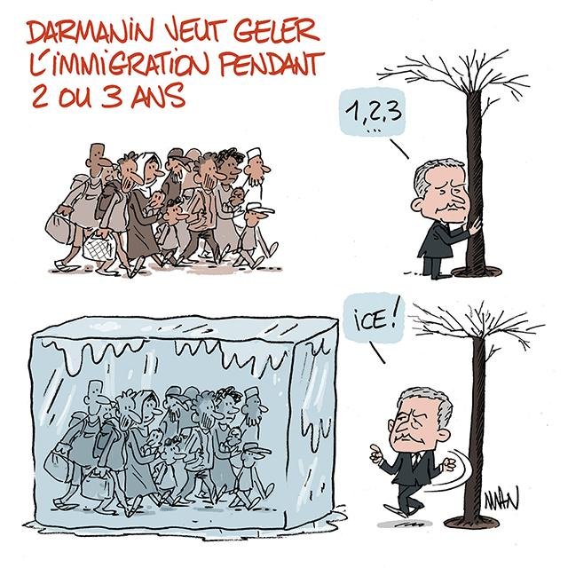Dessin de presse : Immigration gelée presse : Immigration gelée