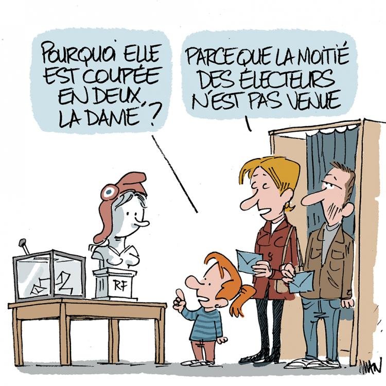 Dessin de presse : Moitié presse : Moitié