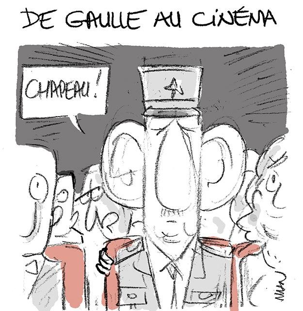 Dessin de presse : De Gaulle au ciné presse : De Gaulle au ciné