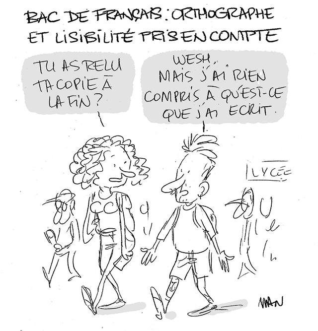 Dessin de presse : BAC français presse : BAC français