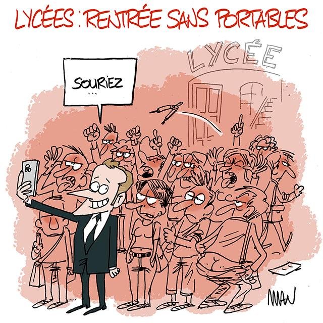 Dessin de presse : Portable au lycée presse : Portable au lycée