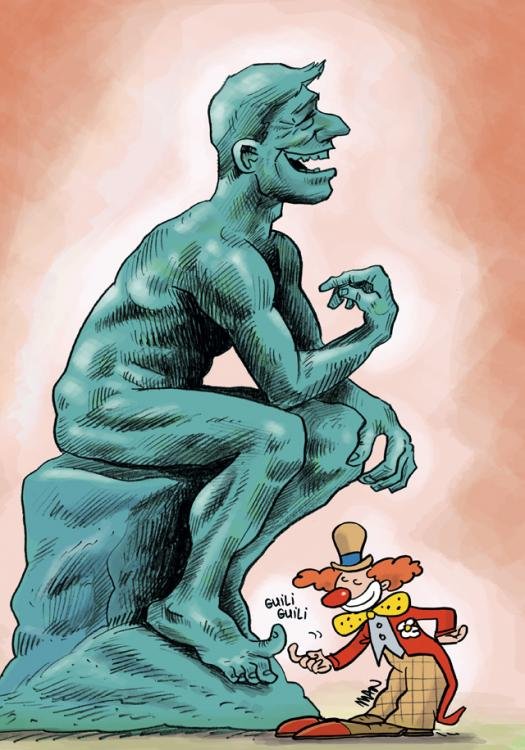 Dessin de presse : Le rieur de Rodin presse : Le rieur de Rodin